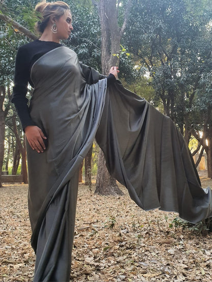 Anchor grey modal silk saree