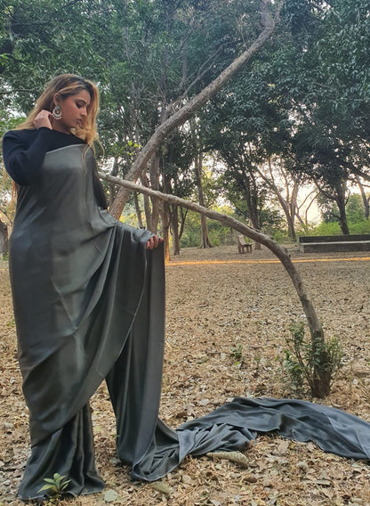 Anchor grey modal silk saree