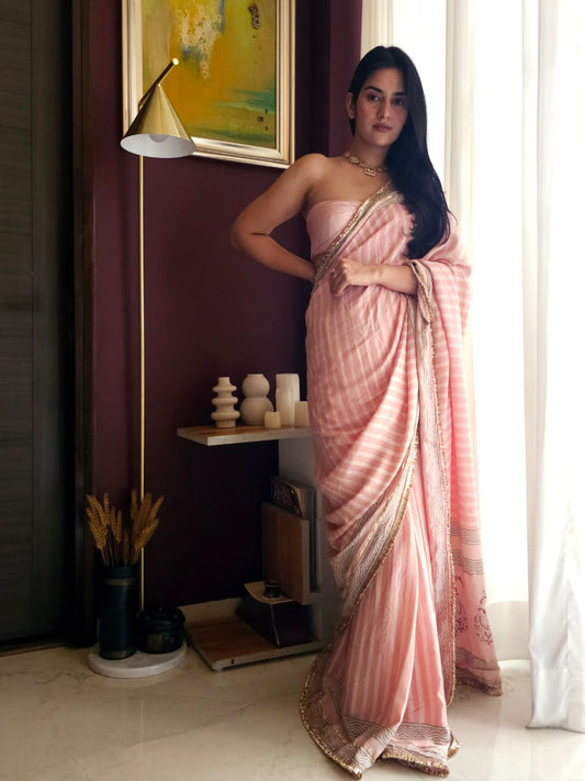 Blush Jaipur muslin modal saree