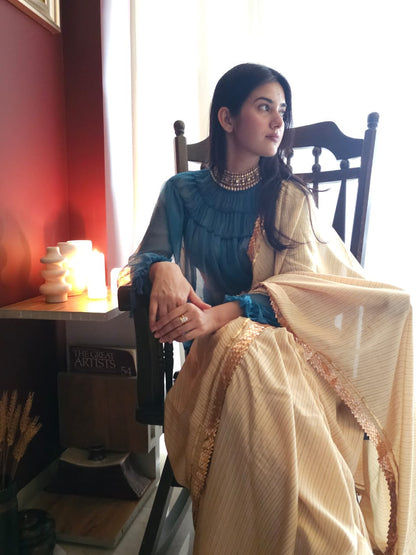 Butter lehariya muslin modal saree