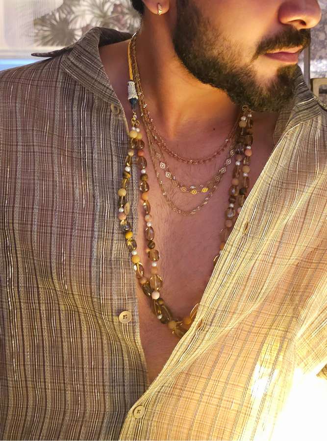 Suraj tal unisex fire kantha necklace