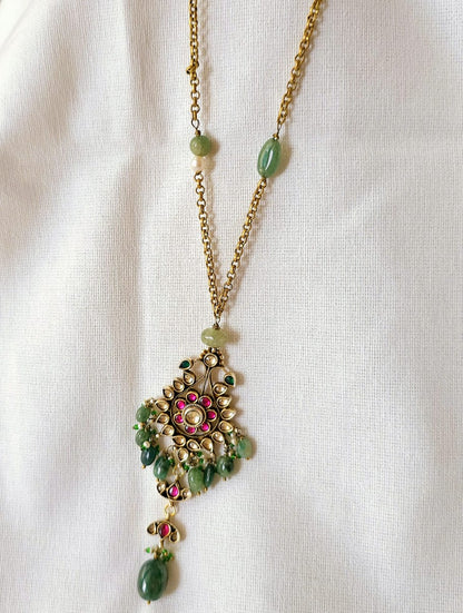 Fuchsia fern silver necklace set