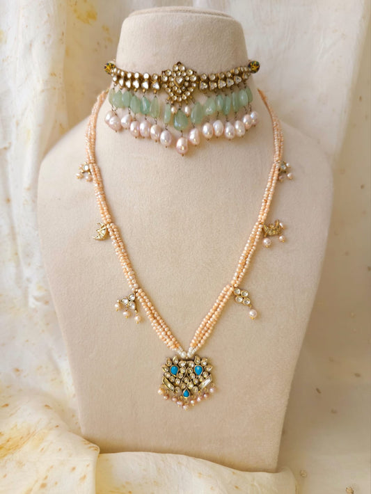 Turquoise blush silver necklace