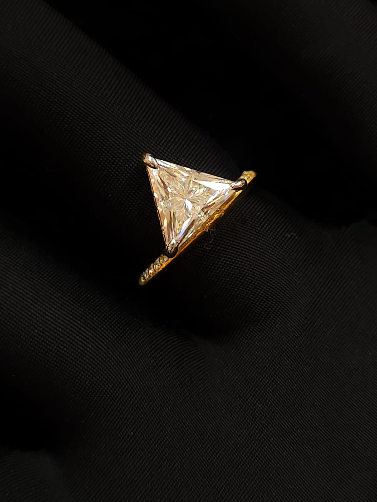 Trillion moissanite diamond ring