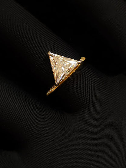Trillion moissanite diamond ring