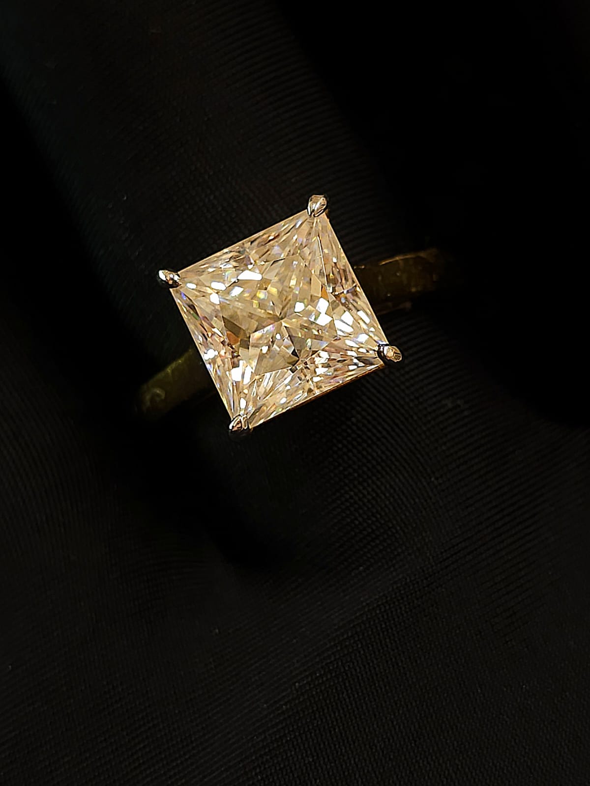 Princess cut moissanite diamond ring