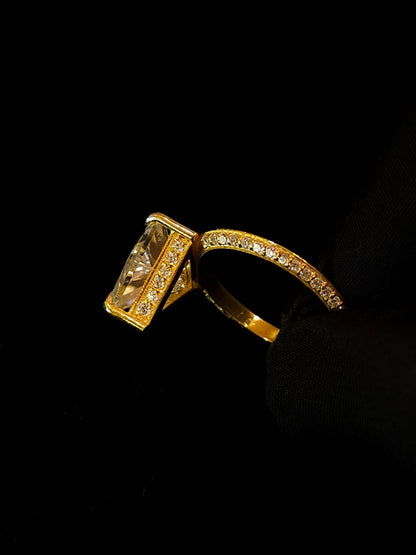 Trillion moissanite diamond ring