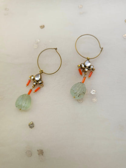 Aventurine hoop earrings - 1