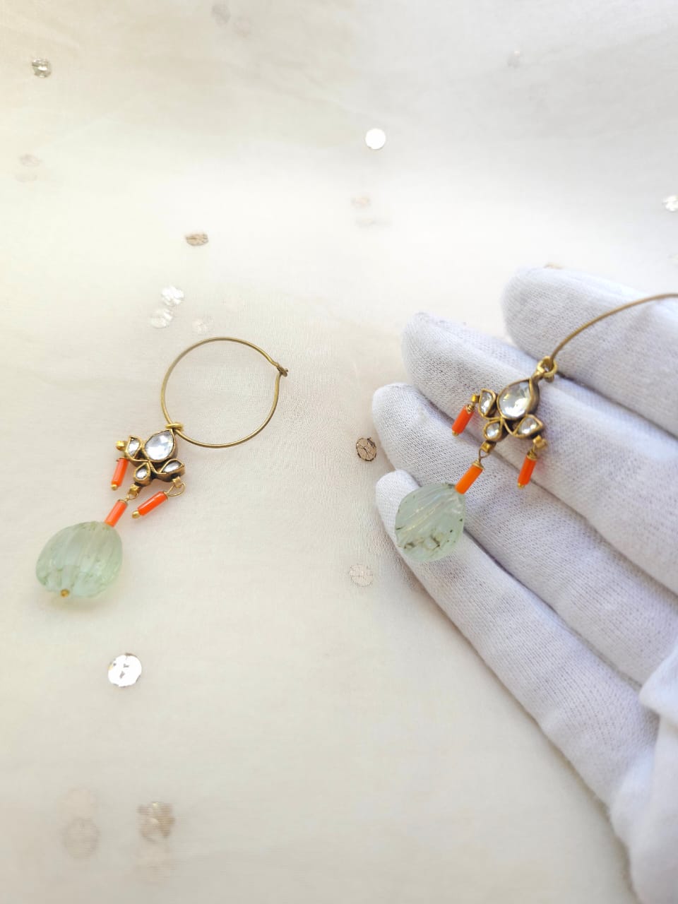Aventurine hoop earrings - 1