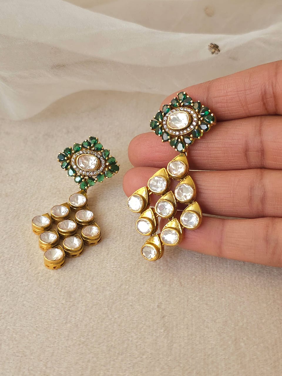 Peepal gate silver earrings