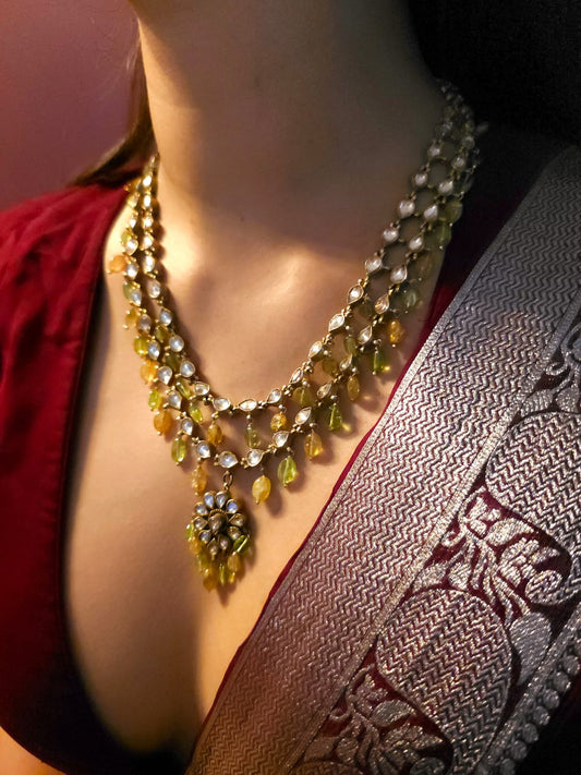 Champagne antique peridot necklace