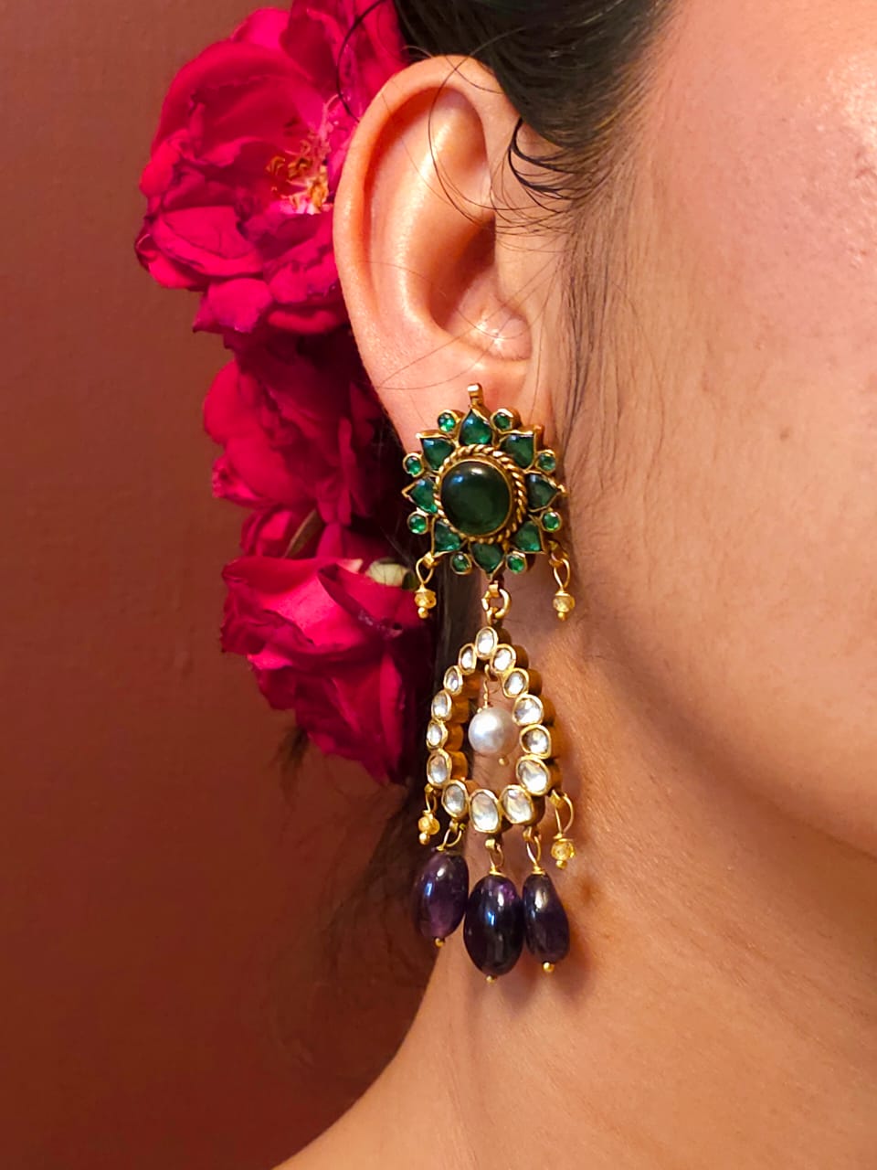 Lucky lunaria amethyst earrings