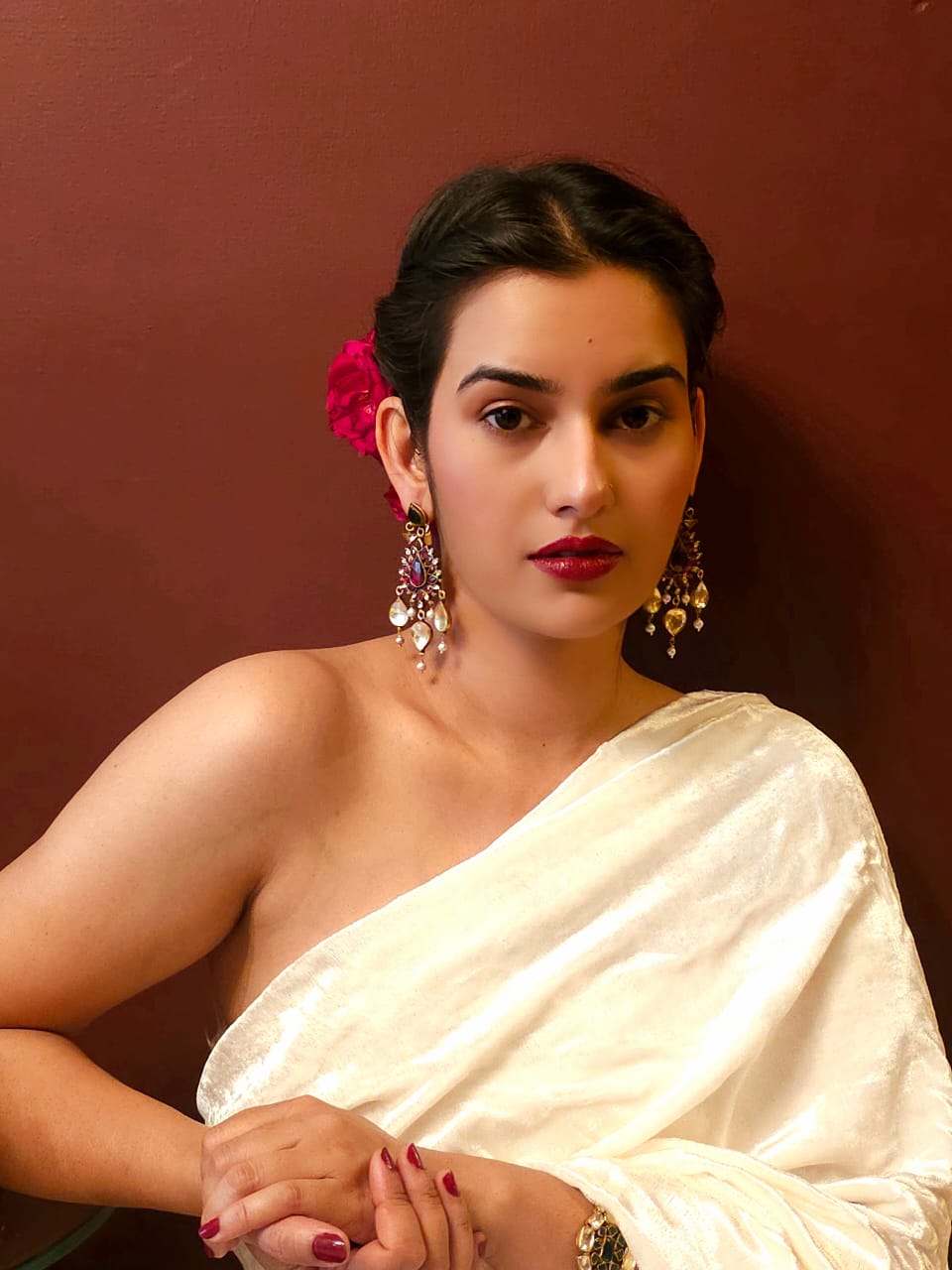 Rhodolite Indus chandelier earrings