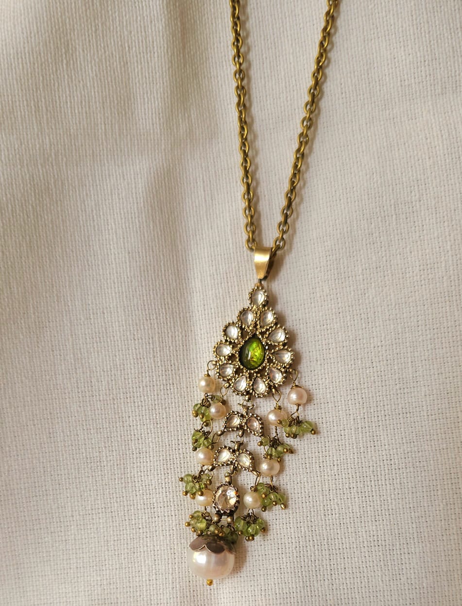 Rare peridot silver necklace set