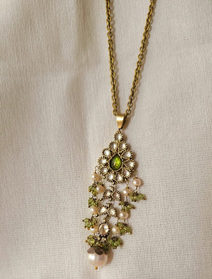 Rare peridot silver necklace set