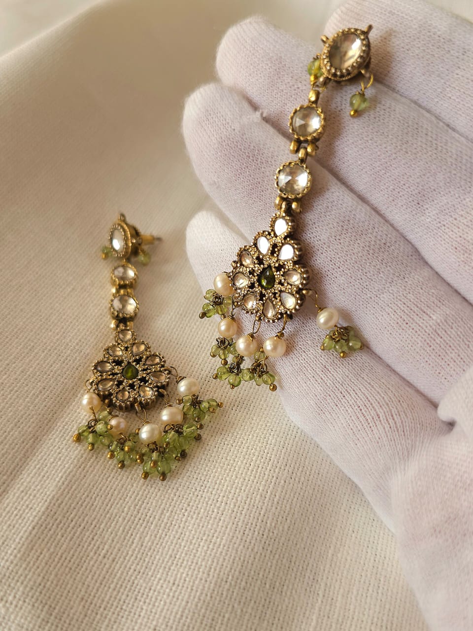 Rare peridot silver necklace set
