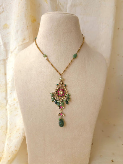 Fuchsia fern silver necklace set