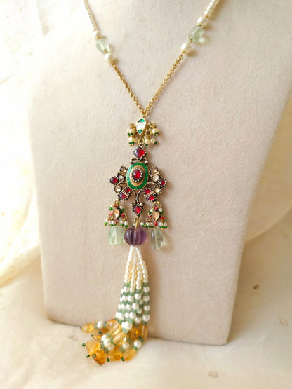 Byzantine citrine tassel necklace