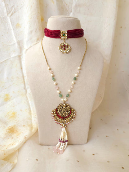 Blood moon tassel necklace