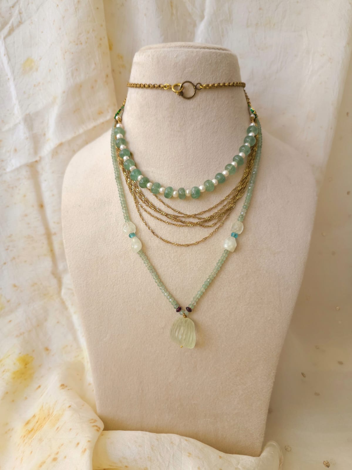 Aventurine tumble long necklace