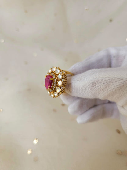 Chandra taal ruby silver ring