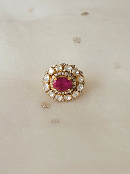 Chandra taal ruby silver ring