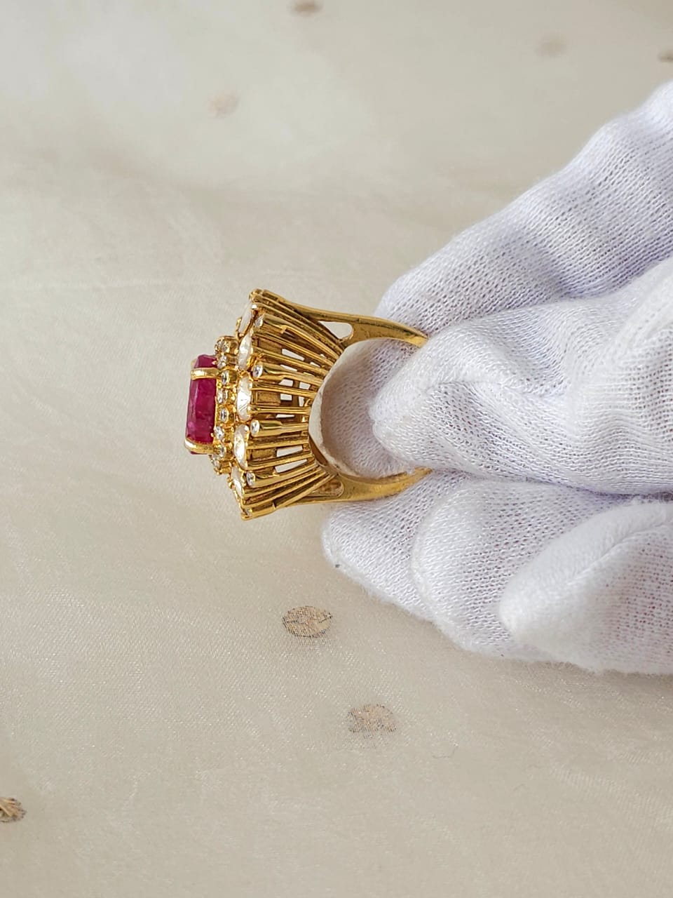 Chandra taal ruby silver ring