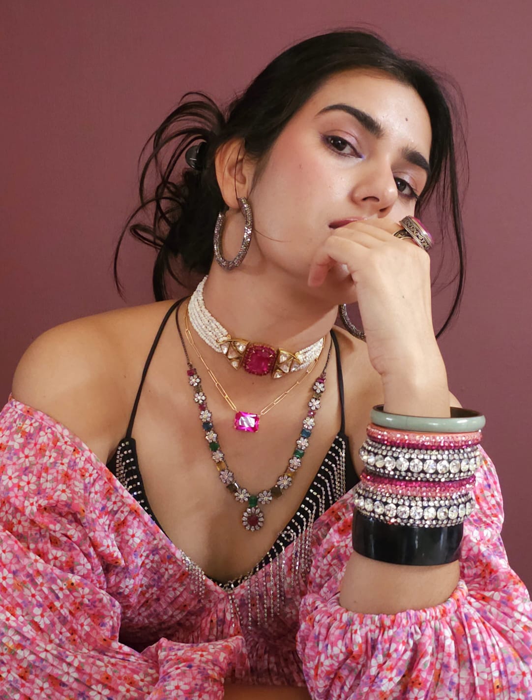 The ruby line silver necklace