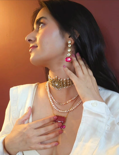 The ruby line silver earrings