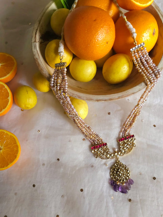 Golden belle amethyst necklace set