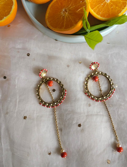 Coral blush hoop earrings
