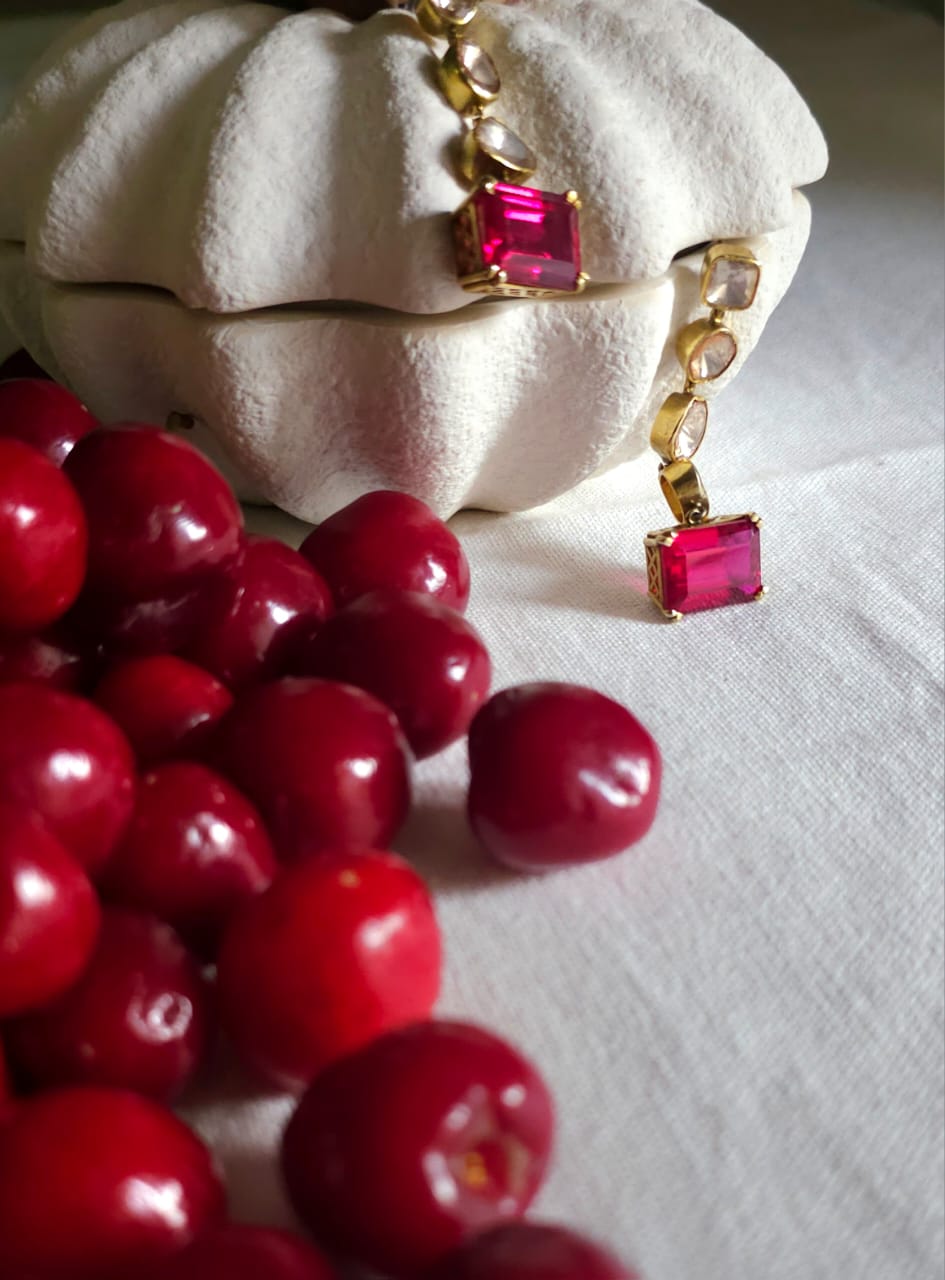 The ruby line silver earrings
