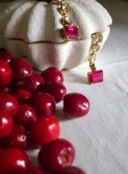The ruby line silver earrings