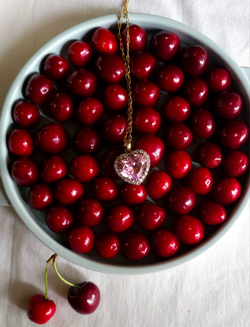 Pink cupcake silver necklace