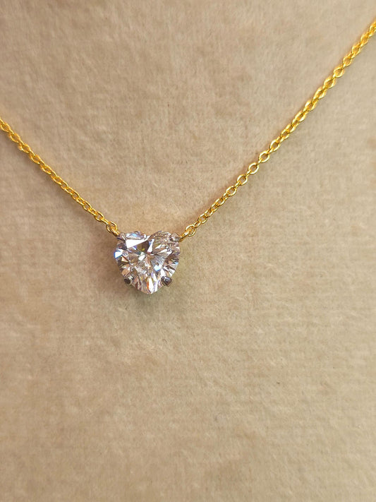 Three carat moissanite heart necklace