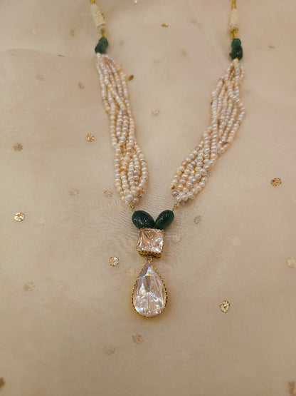 Pear moissanite pearl necklace set