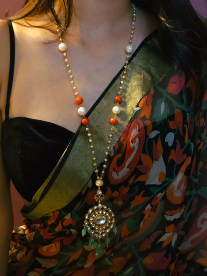 Chilka blush silver long necklace