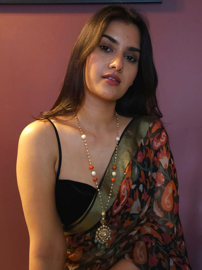 Chilka blush silver long necklace