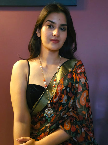 Chilka blush silver long necklace