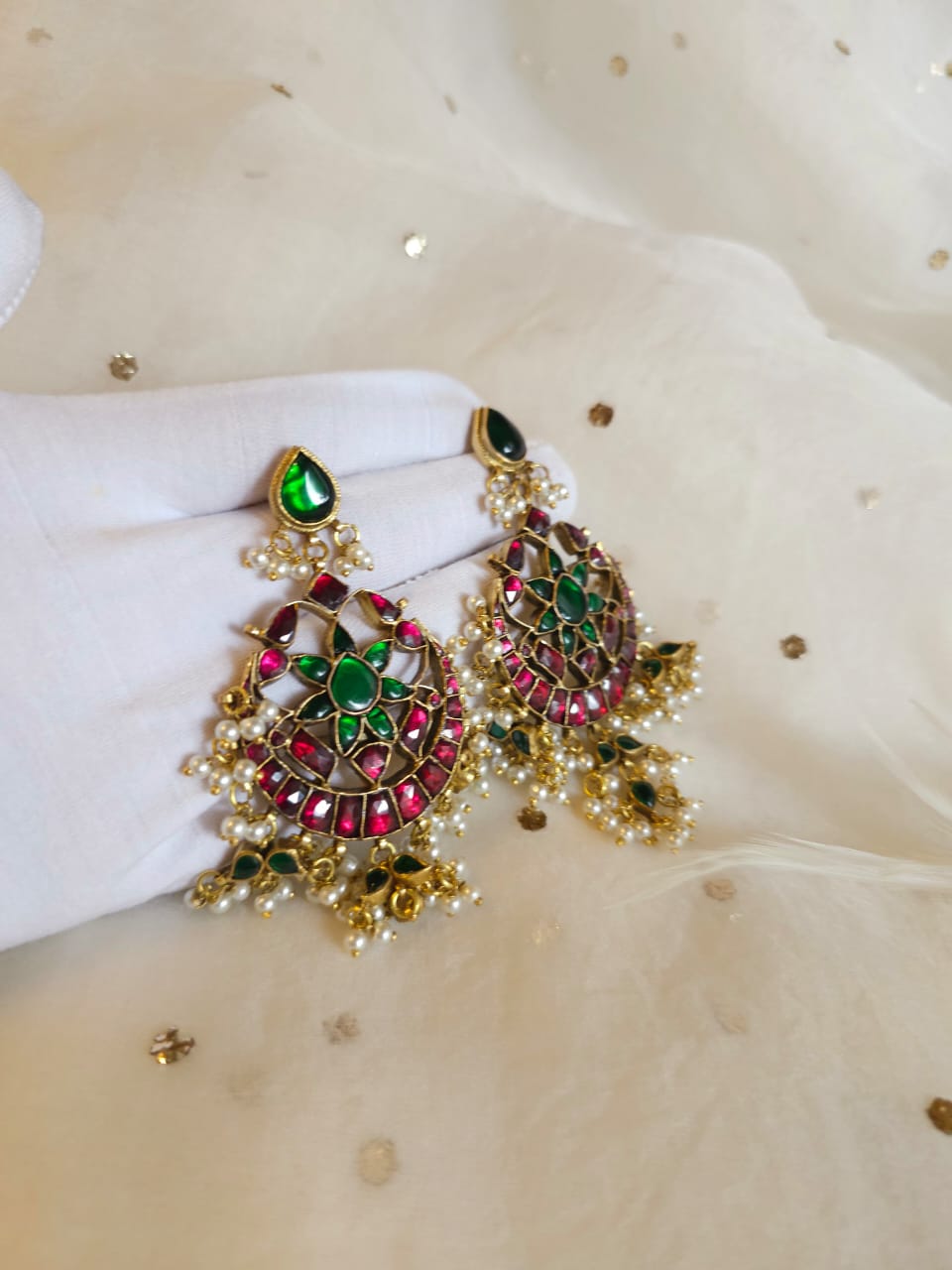 Rhodolite banarasi chandbali