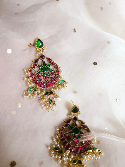 Rhodolite banarasi chandbali