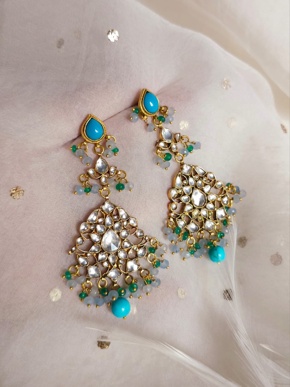 Kaagaz ke phool chandelier earrings
