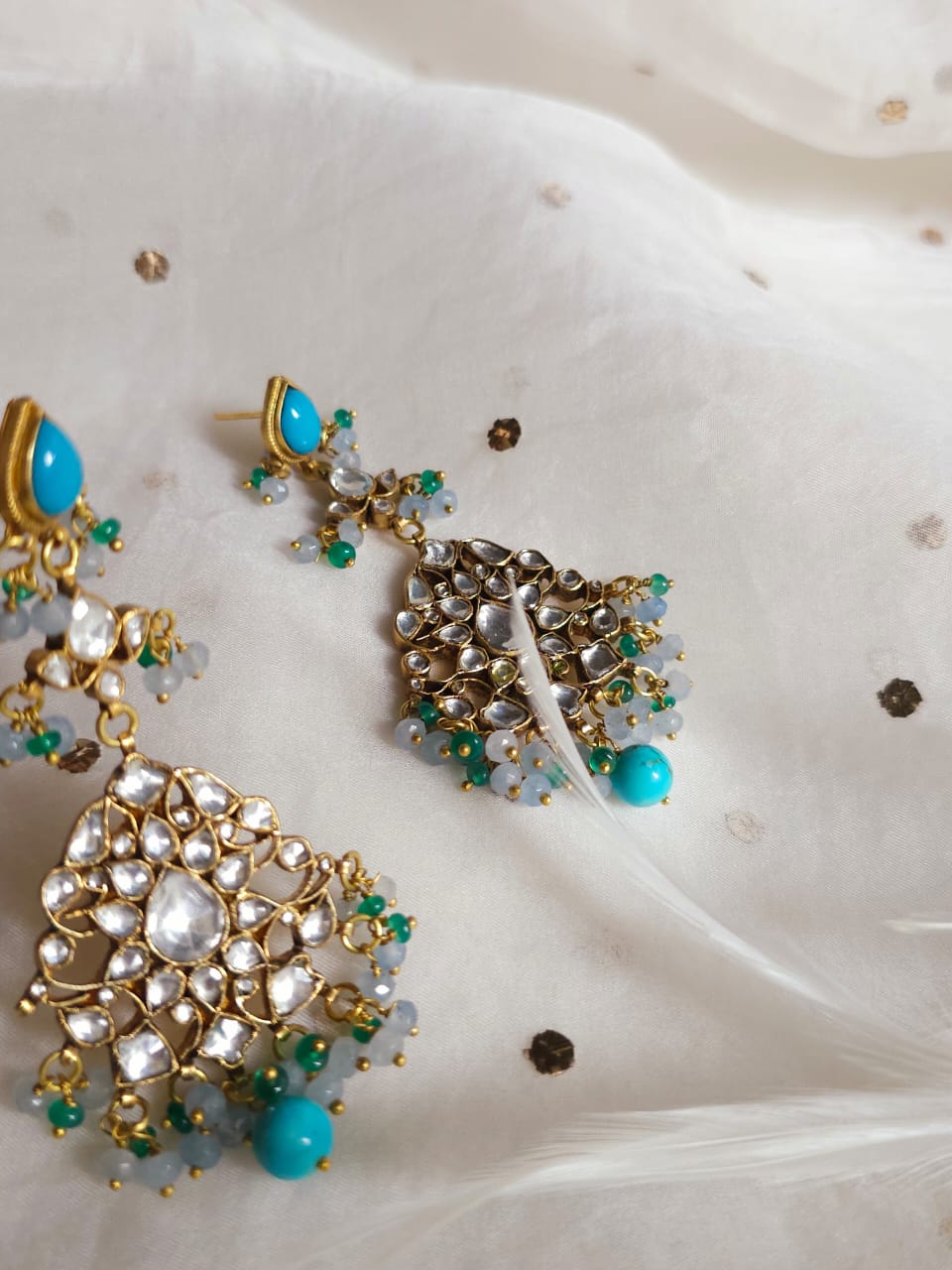 Kaagaz ke phool chandelier earrings