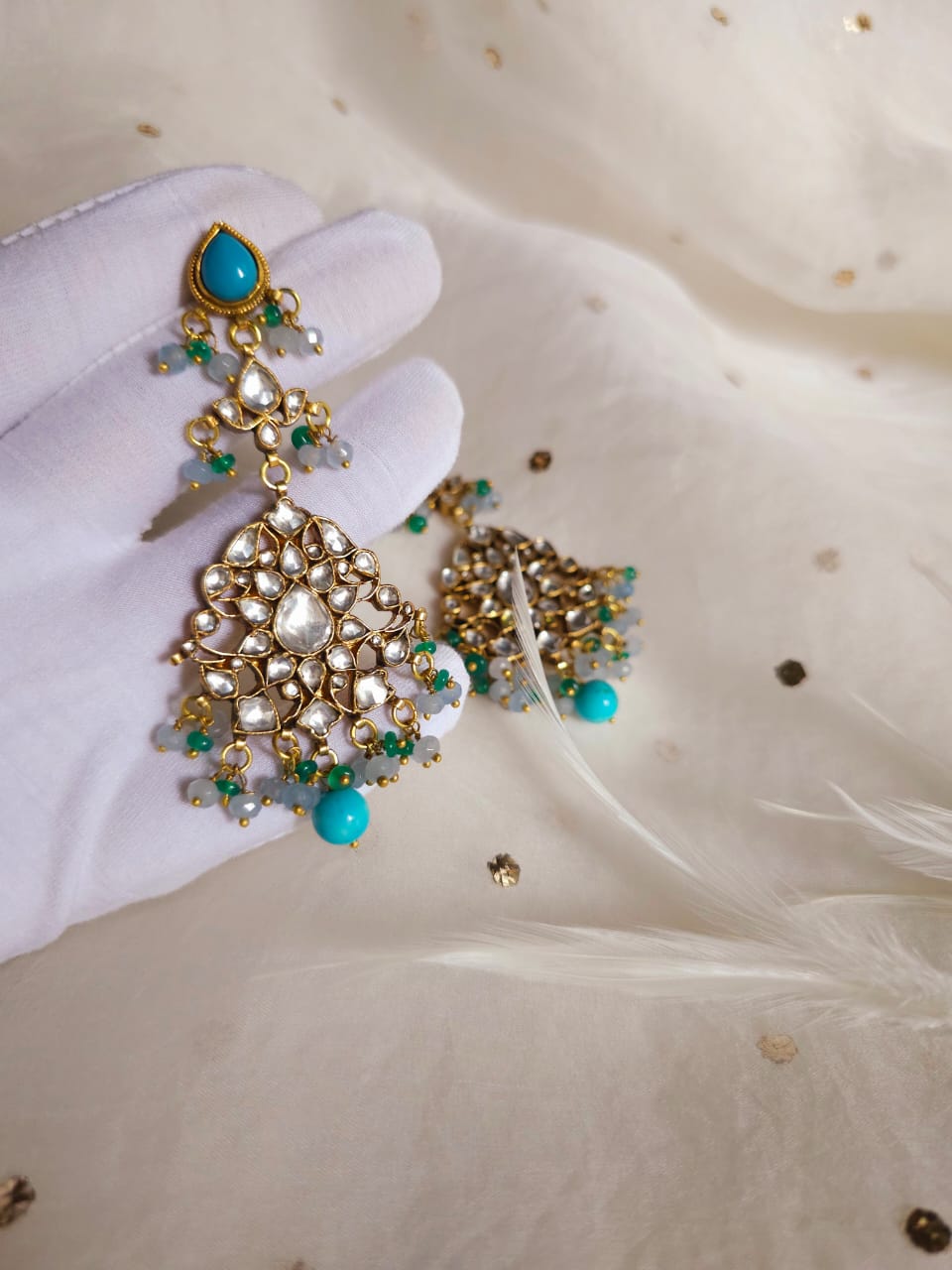 Kaagaz ke phool chandelier earrings
