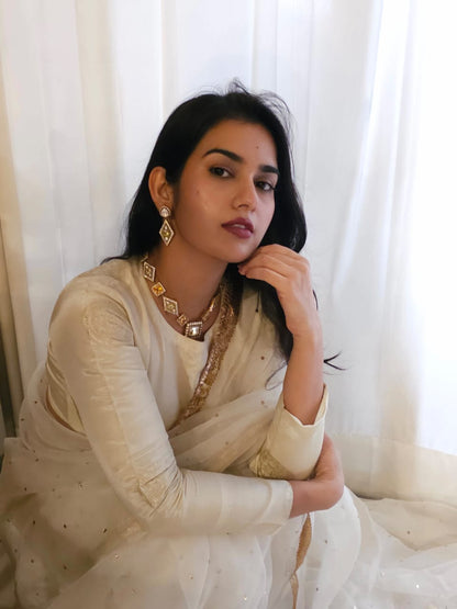 Carlton champagne silver earrings