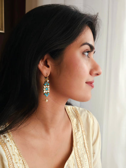 Turquoise d'art hook earrings