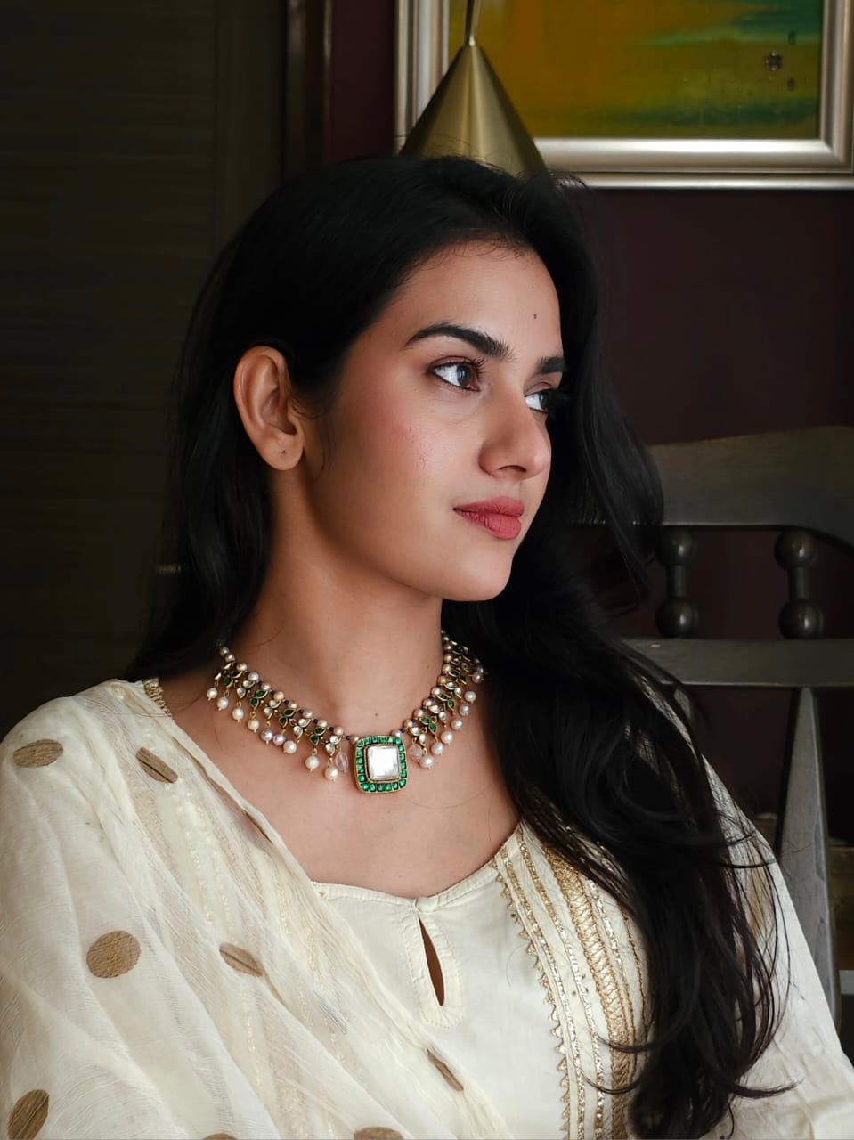 Marshmallow pillow collar necklace