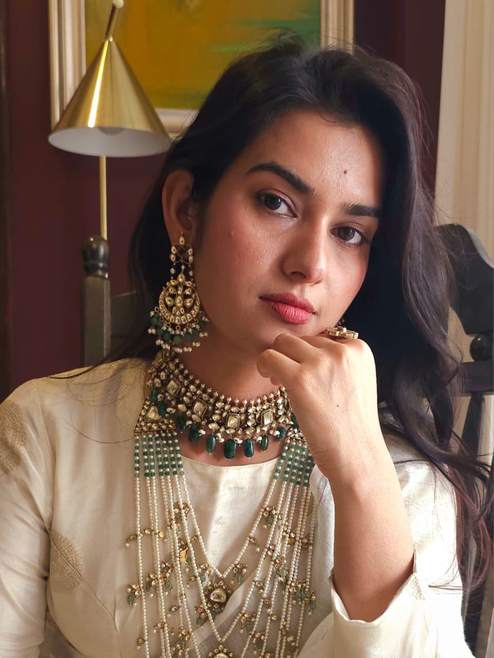 Ridhi sidhi fern chandbali earrings