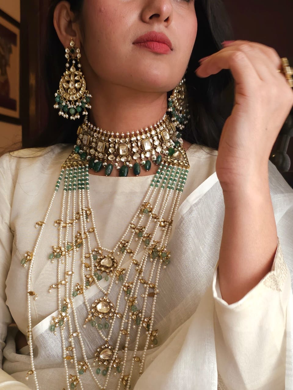 Ridhi sidhi fern chandbali earrings