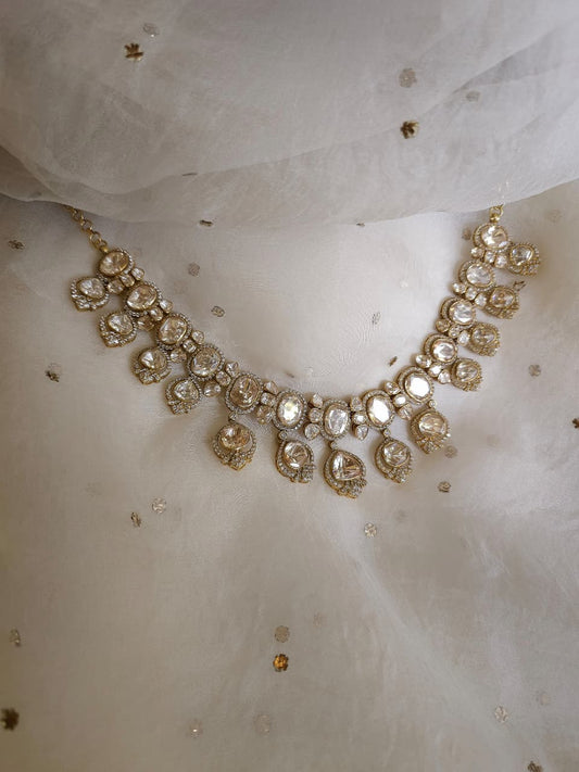 Antique moissanite silver necklace